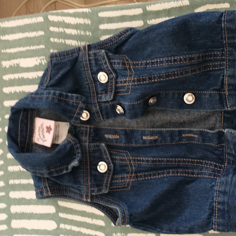 Satin Flowers Denim Vest 3T